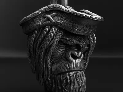 Animal pendant jewelry Pirate monkey vol2  3D print model