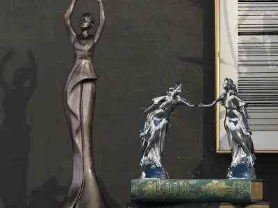 Set-181 sideboard with vases 3D model