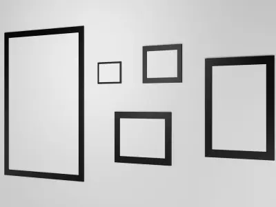 Gallery Wall Frames 5 models set Low-poly 3D model