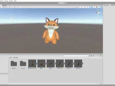 Little animal baby - Fox cute - Animated  Low-poly 3D model
