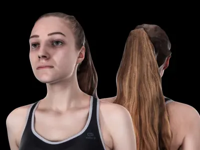 Sporty woman walking 77 Low-poly 3D model