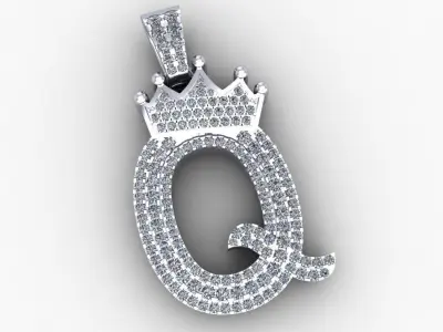 Pendant Gold  Q charater 3D print model