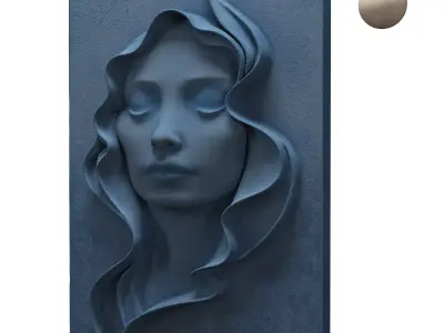 Girl Face Wall Art Low-poly 3D model