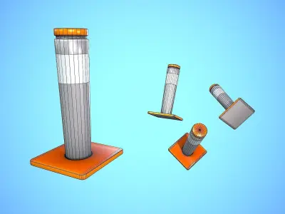 TRAFFIC BOLLARD CARTOON STYLIZED Low-poly 3D model