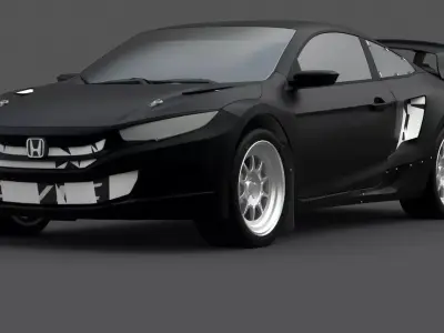 2017 Honda Civic 3D Model  Detailed Game Ready Sedan Low-poly 3D model