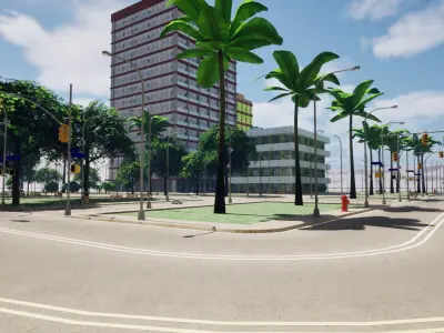 City Downtown Skyscraper Street - Unreal - Lot 01 Low-poly 3D model
