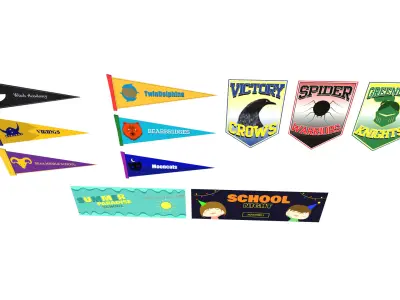 Generic Pennants and Banners Low-poly 3D model
