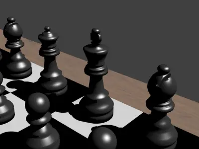 Chess board with pieces 3D model