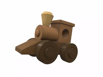 Wooden train locomotive toy 3 Free 3D model