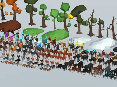 LowPoly Wild Animals pack Low-poly 3D model