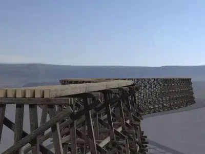 Wooden  trestle Low-poly 3D model