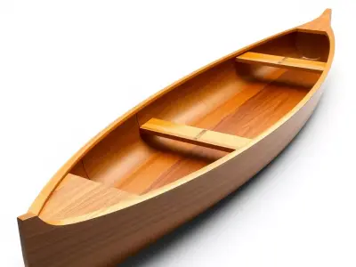 Wooden Canoe Model Pack with PBR Textures Low-poly 3D model