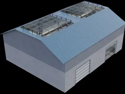 Car Garage Autoservice Building Low-poly 3D model