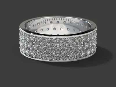 Slim Ring with diamonds 3D print model