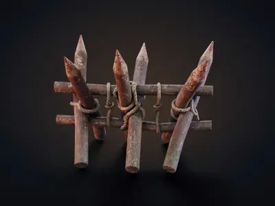 Wooden Stakes Low-poly 3D model