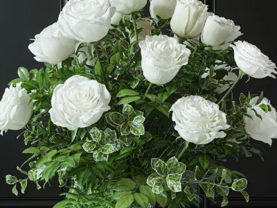 Flower Set 029 White and pink Rose 3D model