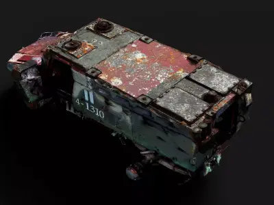 war destroyed BMC vehicle wreck PBR photogrammetry Low-poly 3D model