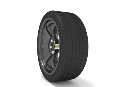 Volk Racing TE37 Rims - with Low profile tires 3D model