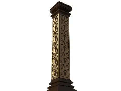 Stair Baluster 02 Red Low-poly 3D model