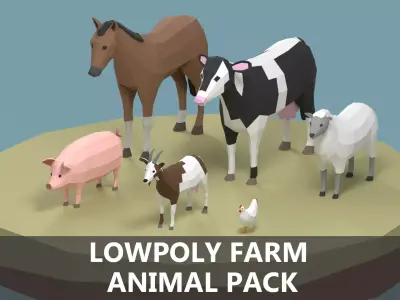 Lowpoly Stylized FARM Animals Pack Low-poly 3D model