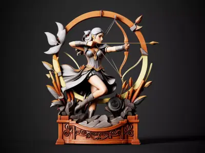 Moon Archer Fantasy Sculpture 3D model