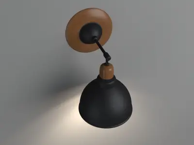 Anthracite Sconce Lamp With Wooden Detail 3D model