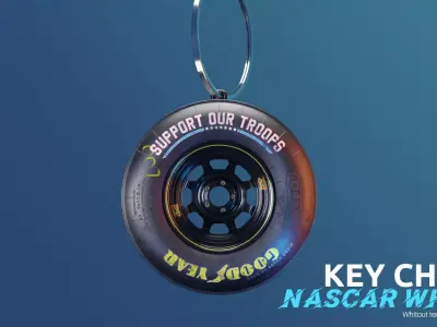 KEY CHAIN NASCAR WHEEL REALISTIC DETAILS 3D PRINT  3D print model