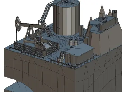 oil field extracting crude Low-poly 3D model