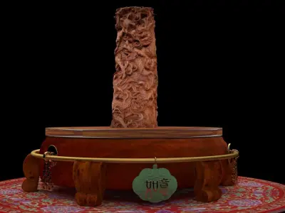 Chinese wood carving column  3D model