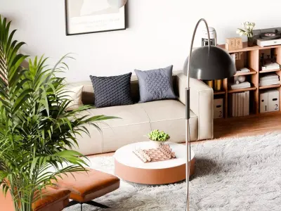 Casual Home Living Room  Low-poly 3D model