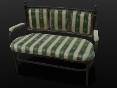 Old Sofa 3D Model  Low-poly 3D model