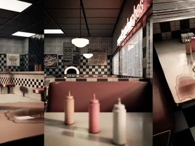 80s Coffee Scene 3D model