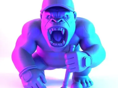  Jewelry Base Gorilla Silverback Golf Statue toy 3D print model