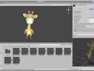 High-Quality 3D Cute Giraffe - Animated for Games Low-poly 3D model