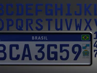 Customizable Brazilian license plate 3D model