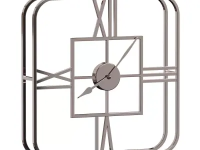 WALL CLOCK METAL SQUARE CHROME 3D model