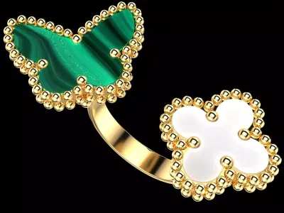 Clover Butterfly Ring 3D print model