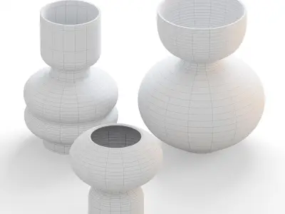 Set of colored glass vases 3D model