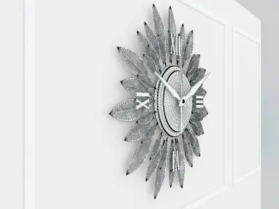 Decorative Metal Clock plants with gold   M 15 3D model
