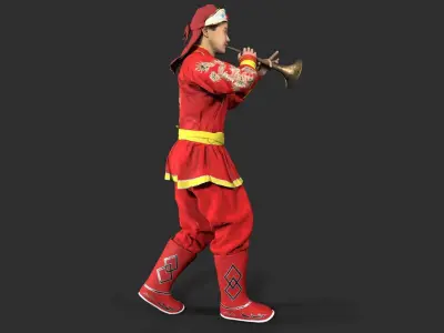 musician character Low-poly 3D model