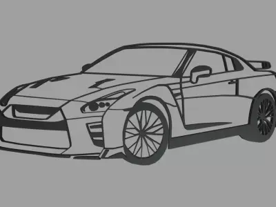 Nissan GTR Perspective Wall Silhouette 3D print model