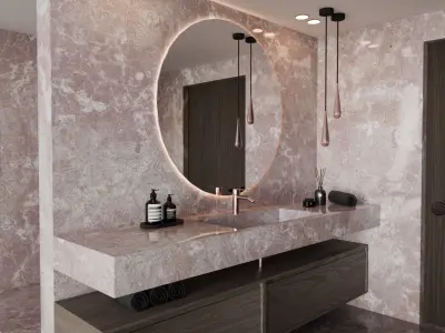 Luxury modern bathroom lavatory area Free 3D model