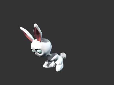 Simple Cartoon Rabbit  Low-poly 3D model