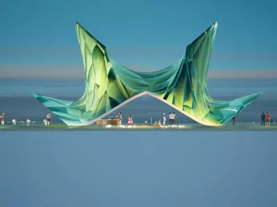 parametric butterfly-shaped building 3D model