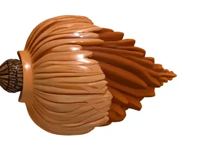 Intricate Wood Carving Leaf Ornament Low-poly 3D model