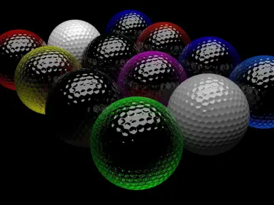 Colored Glass Golf Balls Set 3D model
