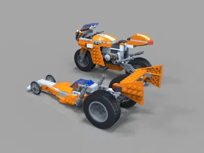 Lego Moto Bike pack Low-poly 3D model