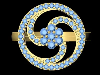 Diamond Triple Circle Ring 3D print model