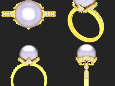 Collection of 20 ladies pearl rings - 1 3D print model