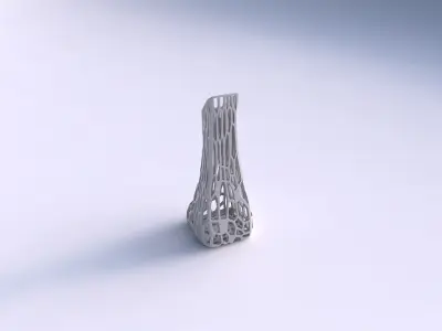 Vase squeezed and bent rectangle with faceted organic lattice 3D print model
